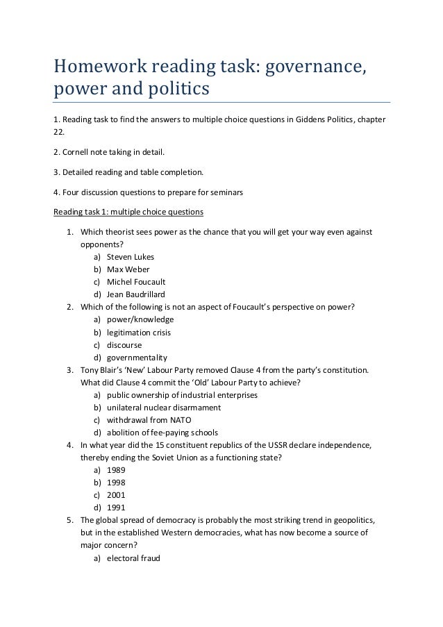 Government homework answers