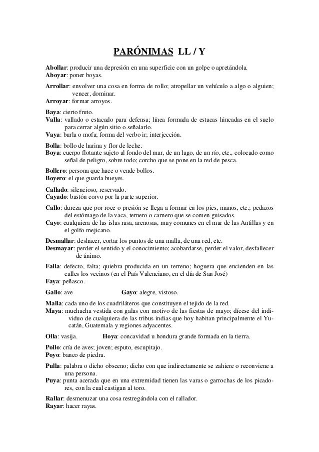 palabras homofonas respecto de los