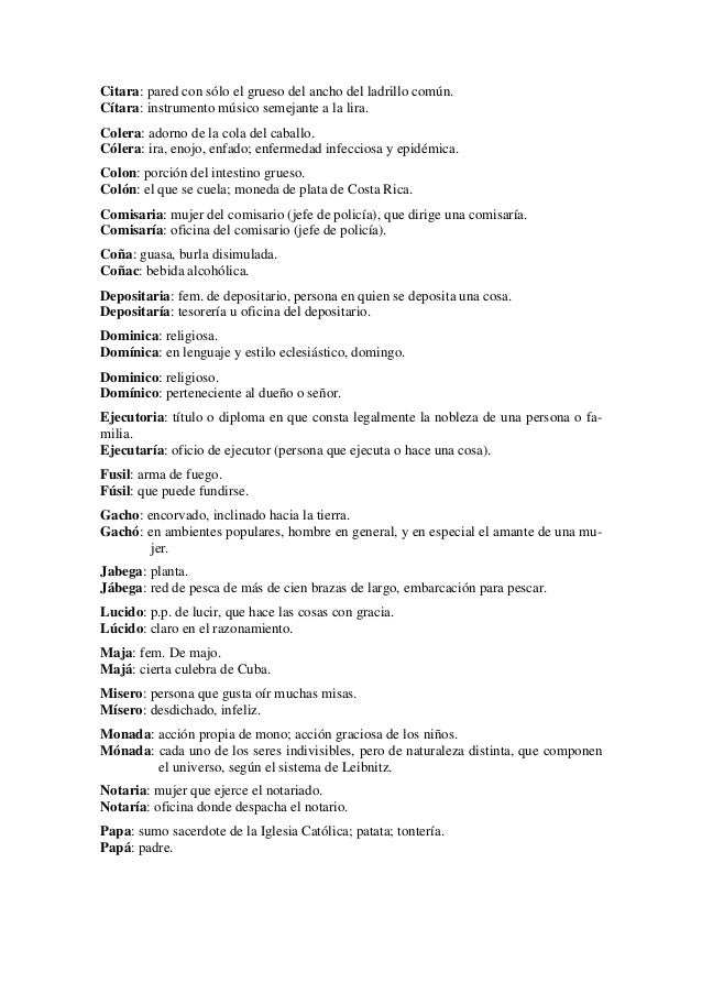 palabras homofonas respecto de los