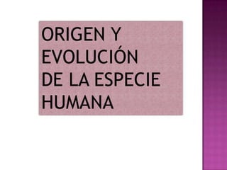 ORIGEN Y  EVOLUCIÓN  DE LA ESPECIE   HUMANA 