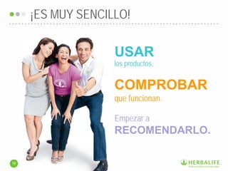 USAR
los productos.
COMPROBAR
que funcionan.
Empezar a
RECOMENDARLO.
¡ES MUY SENCILLO!
18
 