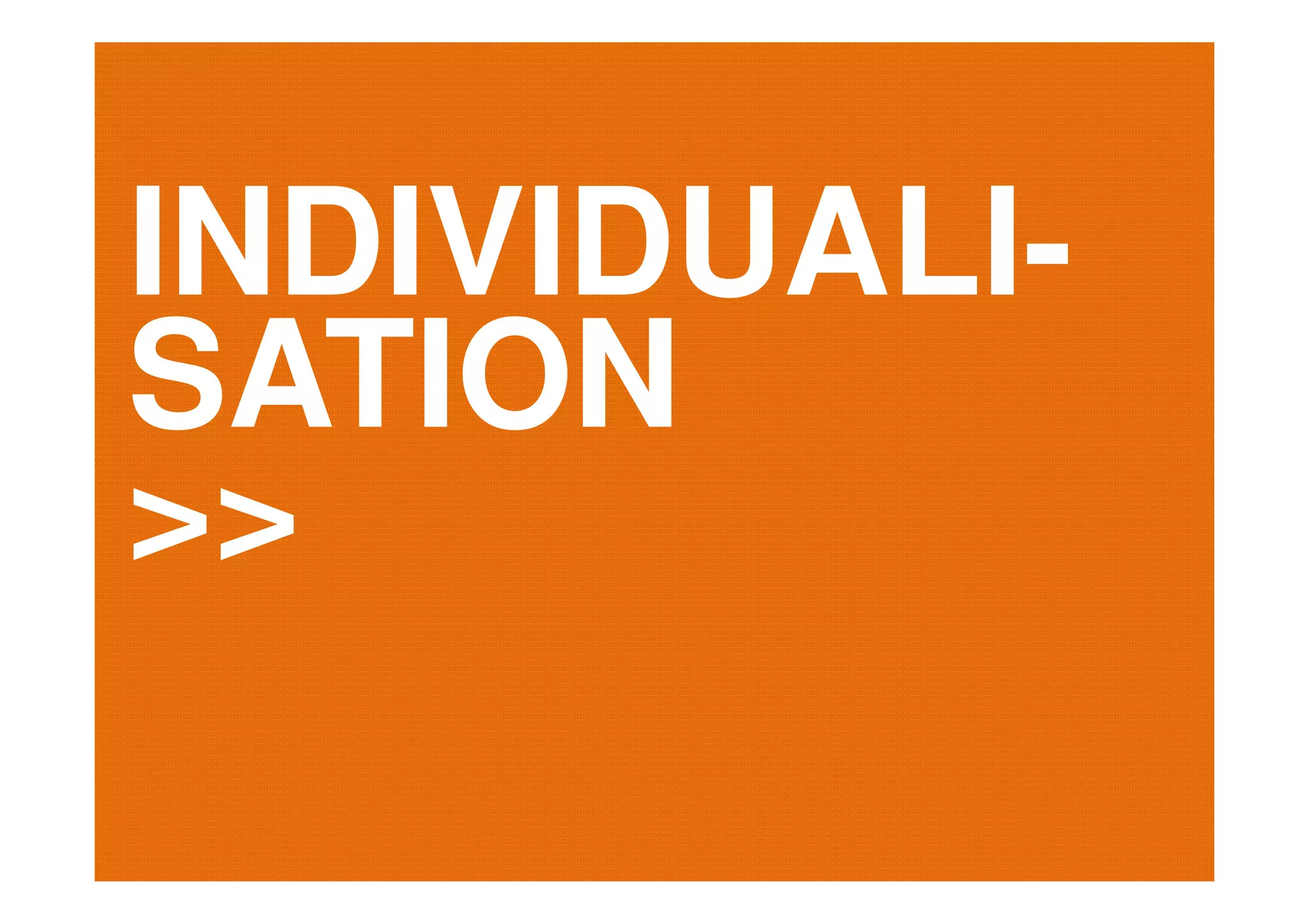 INDIVIDUALI-
SATION
>>
 