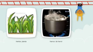hierba: planta hierva: de hervir
 