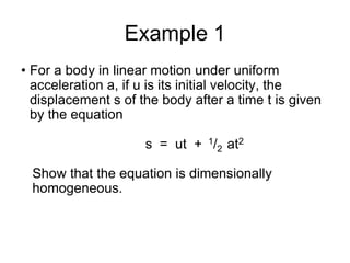 Displacement Equation
