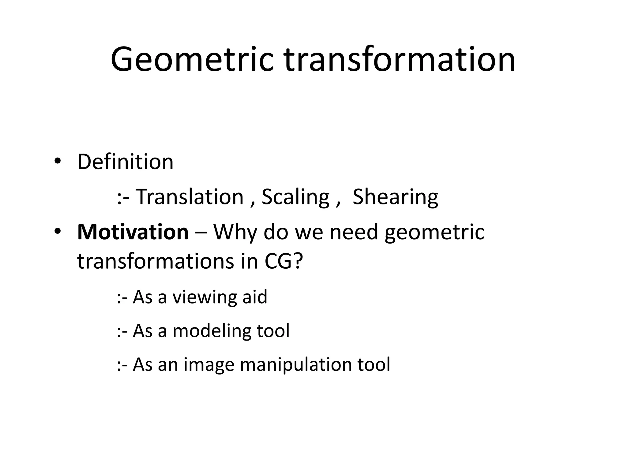 Homogeneous representation in geometric transformation | PPT