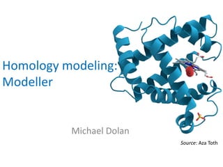 Homology modeling:
Modeller
Michael Dolan
Source: Aza Toth
 