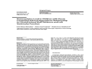 Homocysteine Level in Children with Classic Congenital Adrenal Hyperplasia: Relationship to Carotid Intimal Wall Thickness and Left Ventricular Function