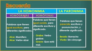 Homonia Homonimia, Polisemia y Paronimia, lengua y literatura | PPTX