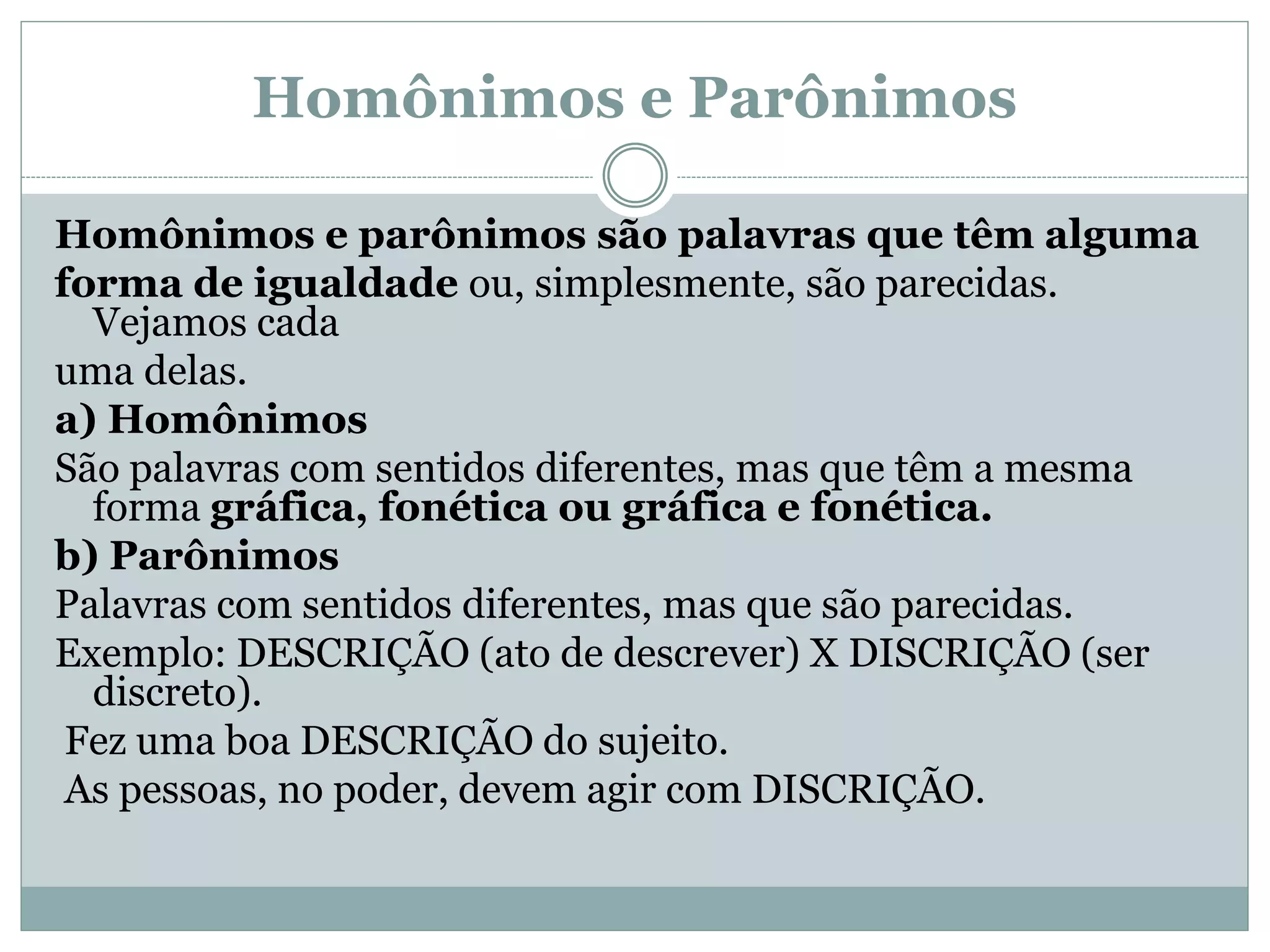 Homonimos e paronimos | PPT