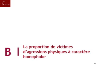 La proportion de victimes
     B   d’agressions physiques à caractère
         homophobe
11                                            11
 