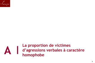 La proportion de victimes
    A   d’agressions verbales à caractère
        homophobe
6                                           6
 