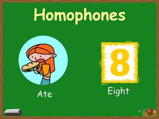 Homophones

Ate

Eight
4

 