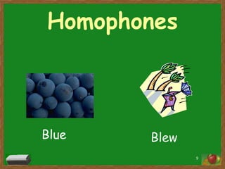 Homophones

Blue

Blew
9

 