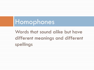 Homographs homophones and homonyms list in PDF. | PDF
