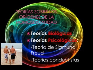  Teorías Biológicas
 Teorías Psicológicas:
  -Teoría de Sigmund
  Freud
  -Teorías conductistas
 