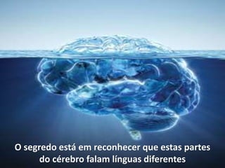 O segredo está em reconhecer que estas partes
do cérebro falam línguas diferentes
 