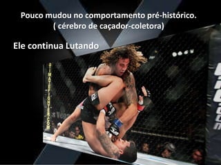 Pouco mudou no comportamento pré-histórico.
( cérebro de caçador-coletora)
Ele continua Lutando
 