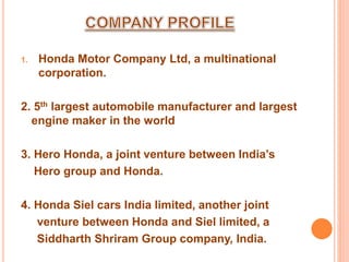 Honda company overview and history