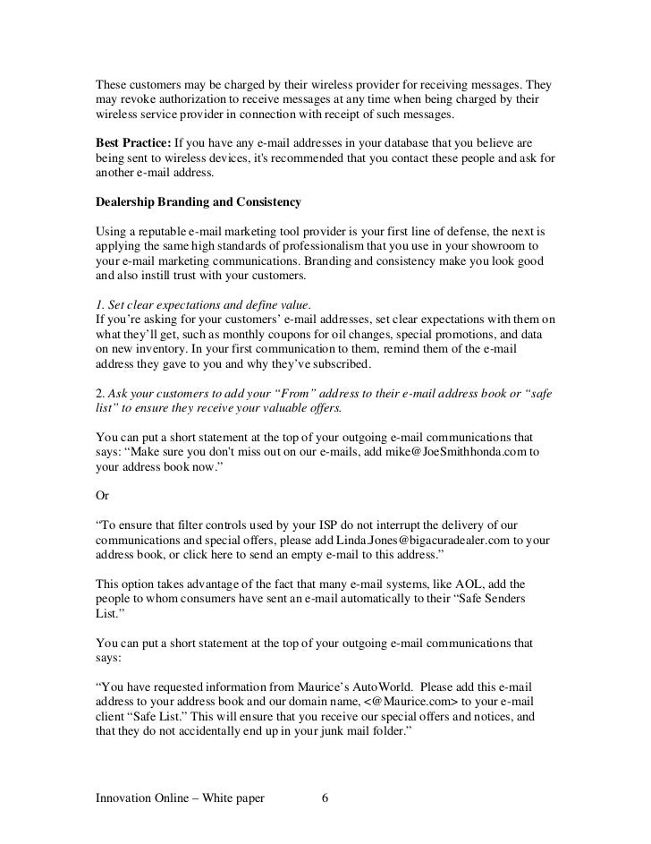 Honda Interactive Network White Paper How To Stop Spam Filte