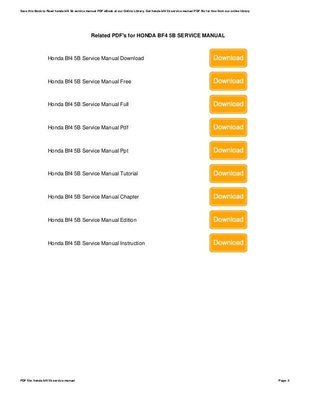 Honda bf4 5b service manual