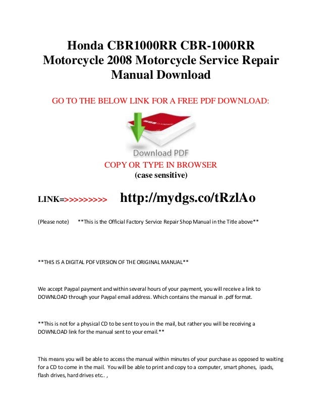 Cbr 1000 Manual