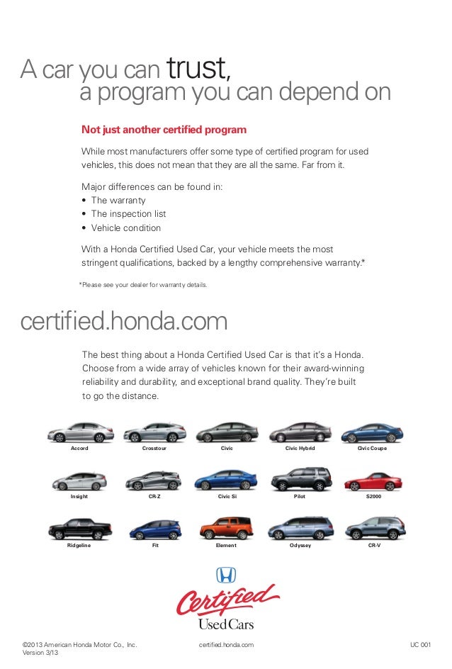 Honda Certified Used Cars Information For Manassas, Chantilly