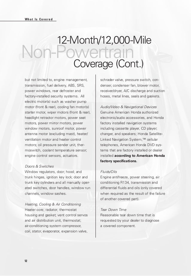 Honda Certified Used Cars Warranty Booklet For Manassas, Chantilly