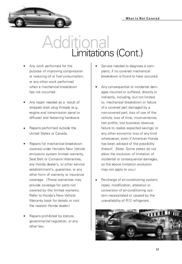 Honda Certified Used Cars Warranty Booklet For Manassas, Chantilly