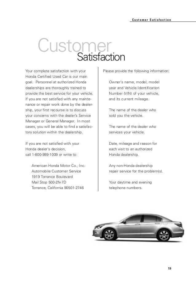 Honda Certified Used Cars Warranty Booklet For Manassas, Chantilly