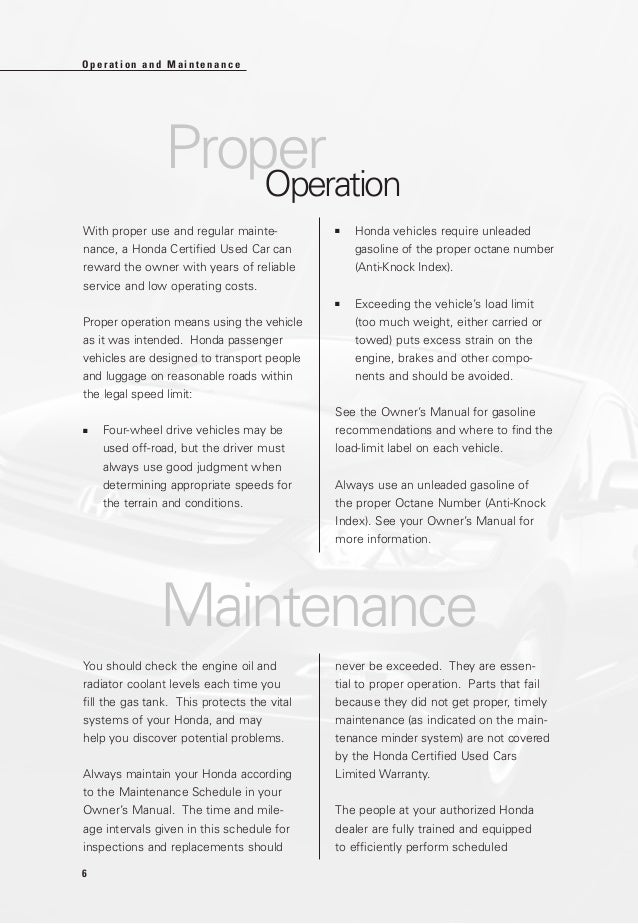 Honda Certified Used Cars Warranty Booklet For Manassas, Chantilly