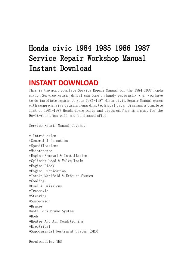 95 honda civic repair manual free download