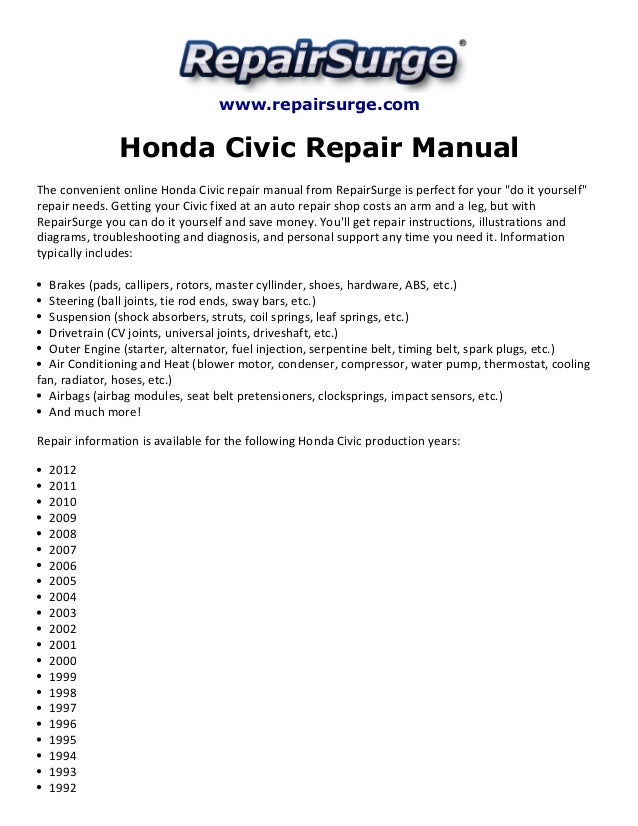 2012 civic repair manual