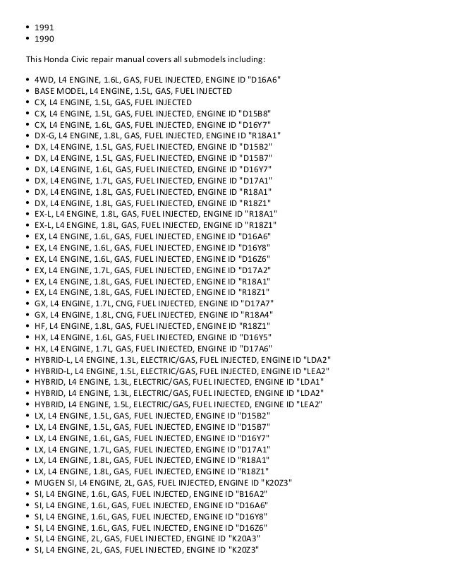 98 Honda Civic Dx Repair Manual