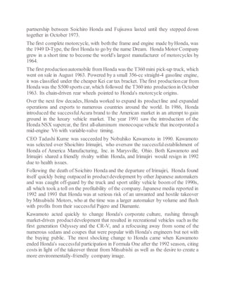 Honda Company Analysis Report