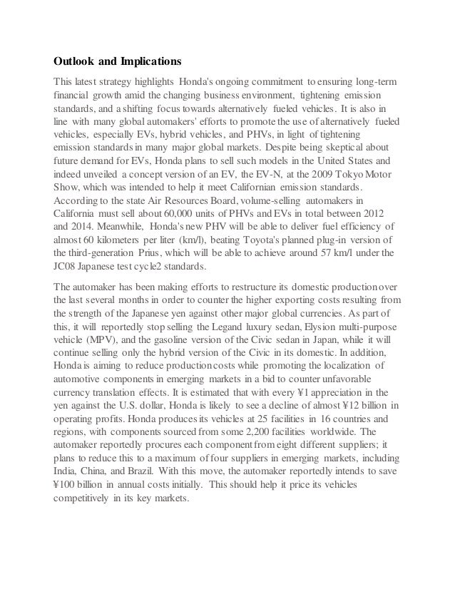 Honda Company Analysis Report