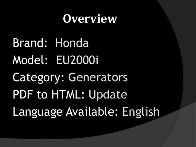 Honda EU2000i manual