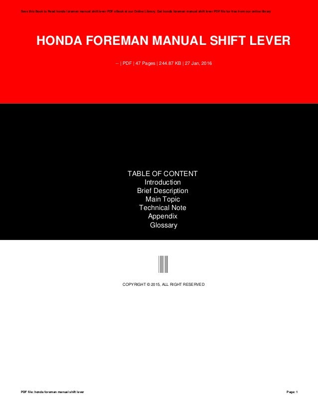 Honda foreman manual shift lever