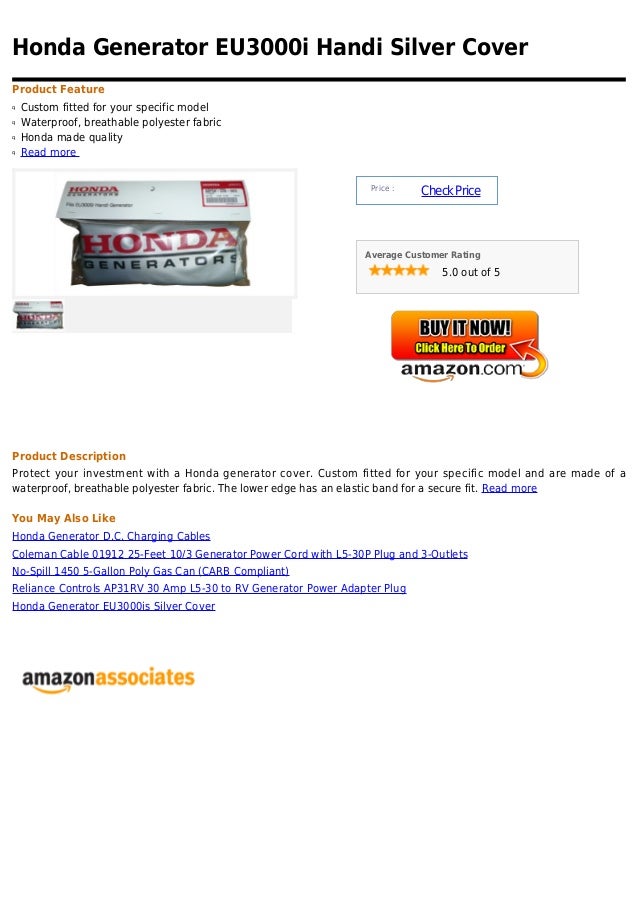 Honda generator eu3000i handi silver cover