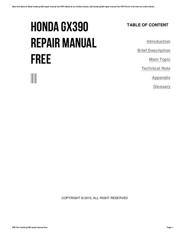 Honda gx390 repair manual free