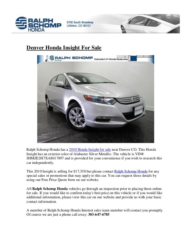 Honda Dealership Denver >> Honda Insight For Sale In Denver Co Honda Dealership Denver >> Honda Insight For Sale In Denver Co