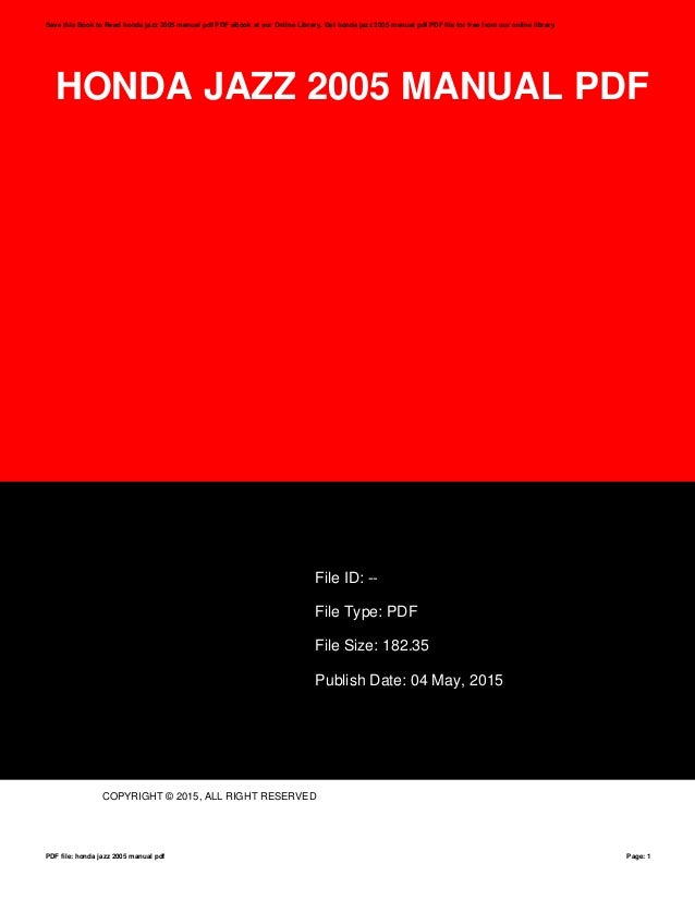 Honda jazz 2005 manual pdf