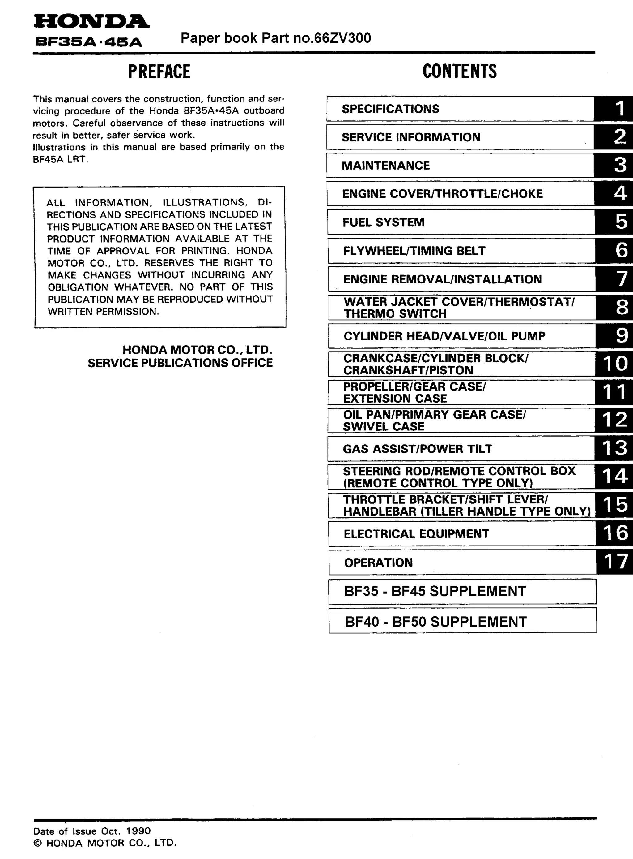 Honda marine outboard bf50 a service repair manual | PDF