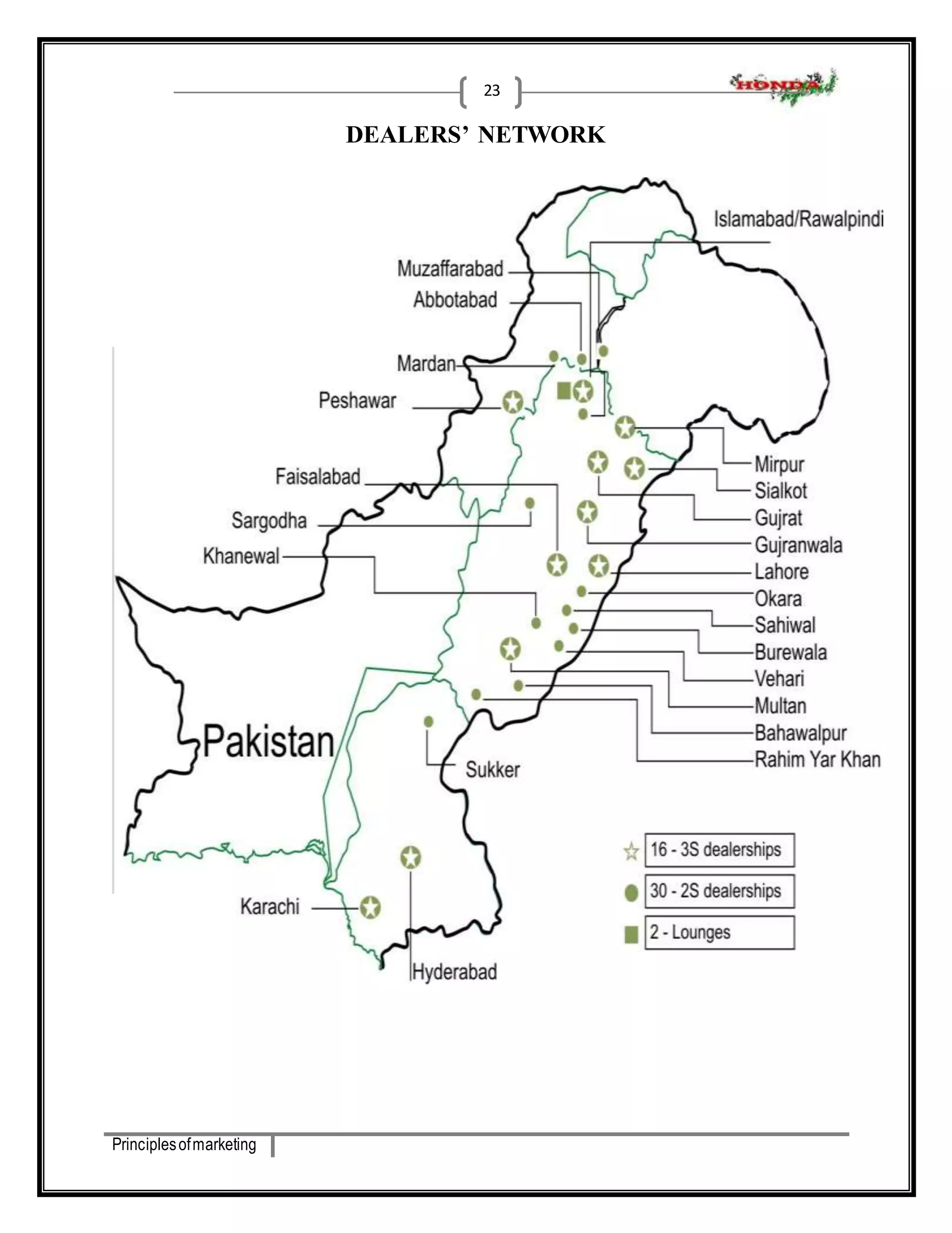 Principles of marketing 
23 
DEALERS’ NETWORK 
 