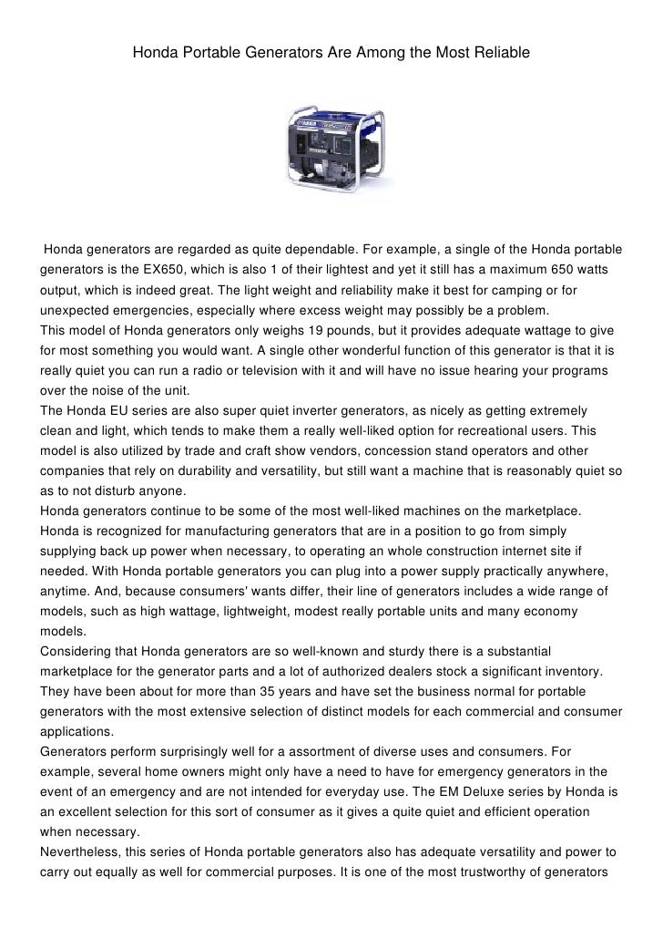 Honda Portable Generators Vs Briggs Stratton