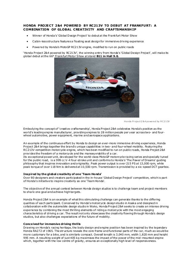 Honda Project 2 4 Press Release