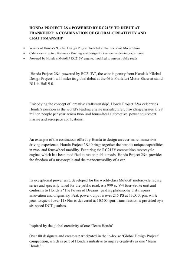 Honda Project 2 4 Press Release