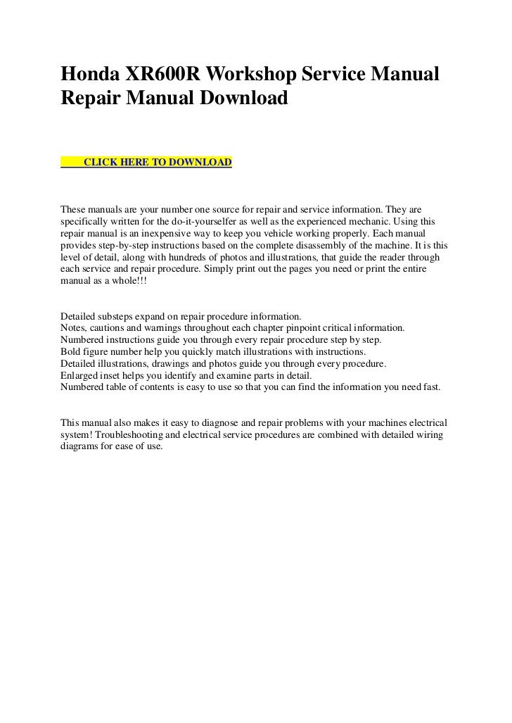 honda xr 600 workshop manual free download