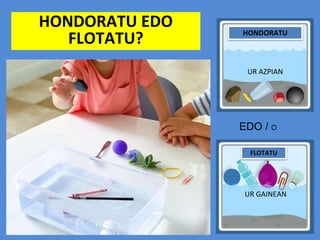 HONDORATU EDO
FLOTATU?
FLOTATU
HONDORATU
EDO / O
UR AZPIAN
UR GAINEAN
