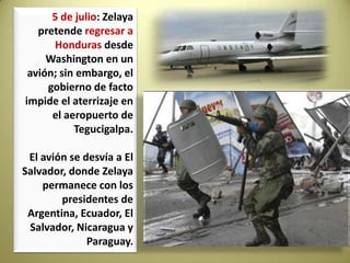 La inconformidad aumentó y el 20 de mayo el vicepresidente Michelettiacusó –sin fundamento alguno- a Zelaya de pretender continuar en el poder más allá de su periodo de gobierno, que concluiría el 27 de enero de 2010.El 24 de junio, el jefe de las Fuerzas Armadas, Romeo Orlando Vásquez Velásquez y el ministro de Defensa, Edmundo Orellana, fueron removidos de sus cargos por Zelaya luego de que se rehusaron a ser parte de la logística de la consulta  nacional. Los jefes de todas las ramas de las fuerzas armadas hondureñas renunciaron en solidaridad con Vásquez.Un día después, la Corte Suprema de Justicia ordenó la restitución de Vásquez, por considerar que no había una razón justificada para su destitución.Roberto MichelettiGral. Romeo  Orlando Vásquez
