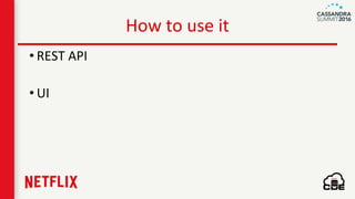 How to use it
• REST API
• UI
 